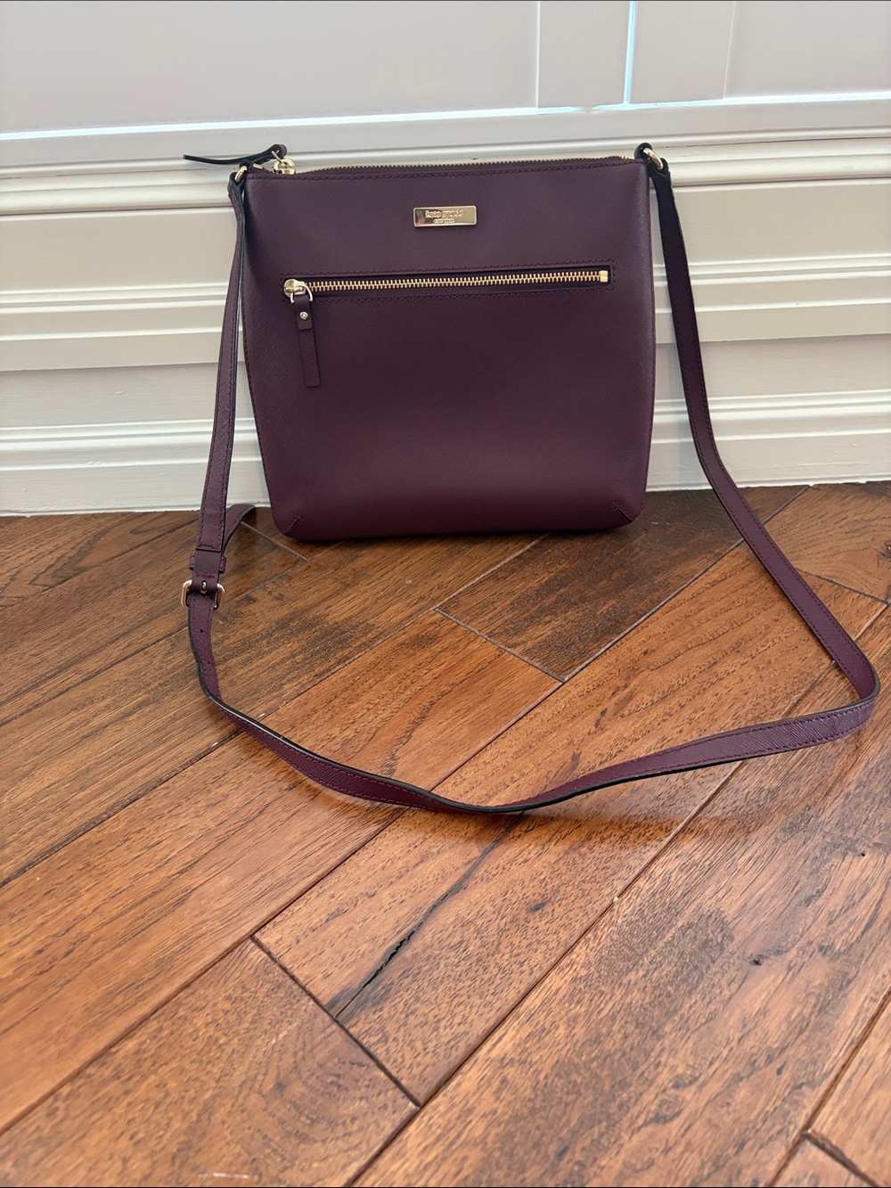 kate spade Plum Pebbled Leather Crossbody with Gold Hardware